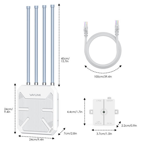 Antena Wi-Fi 6 de Uso Externo de Alta Potência AX3000 Mbps IP67 - Wavlink